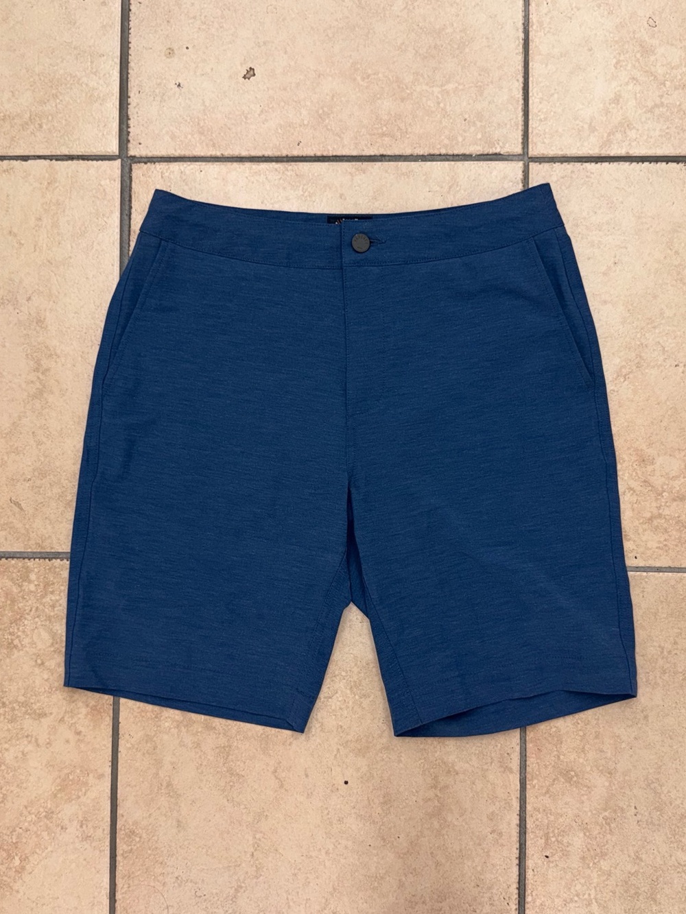 Faherty Allday Shorts Mens 31 Navy Stretch 8 Inch Inseam Drawstring Chino Casual